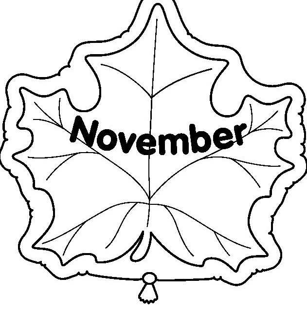 Coloring page leaf with lettering November